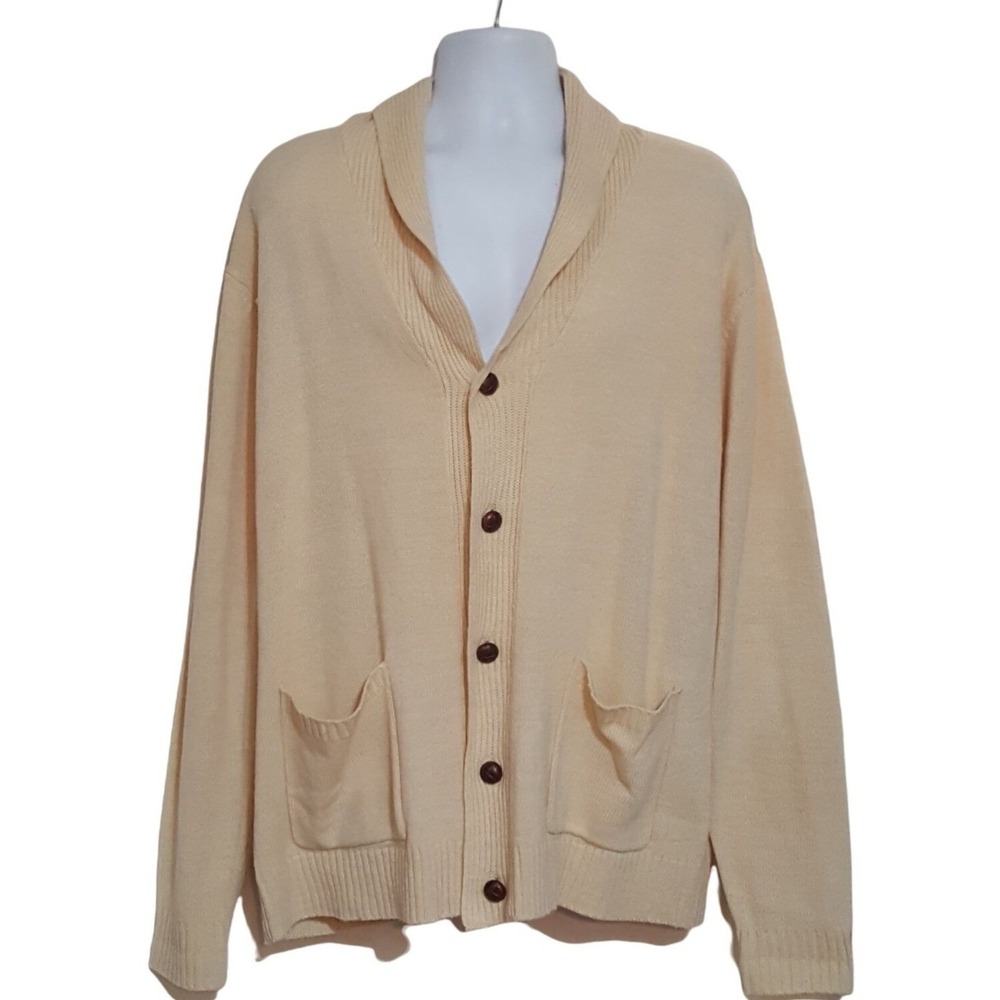 Haband Cardigan Sweater Vintage Mens XL Long Sleeve Button Elbow Patches Golf